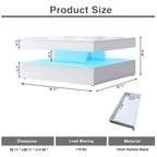 Square LED Coffee Table with Hidden Storage — Two-Drawer Model