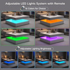 Square LED Coffee Table with Hidden Storage — Two-Drawer Model