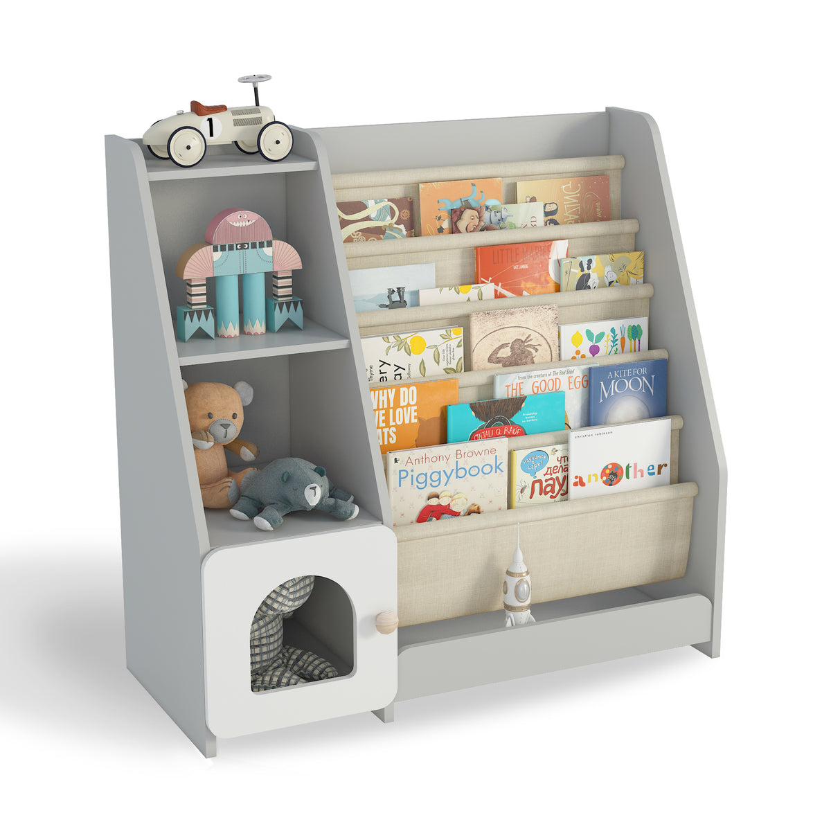 4 Tier Children's Bookshelf with Doors