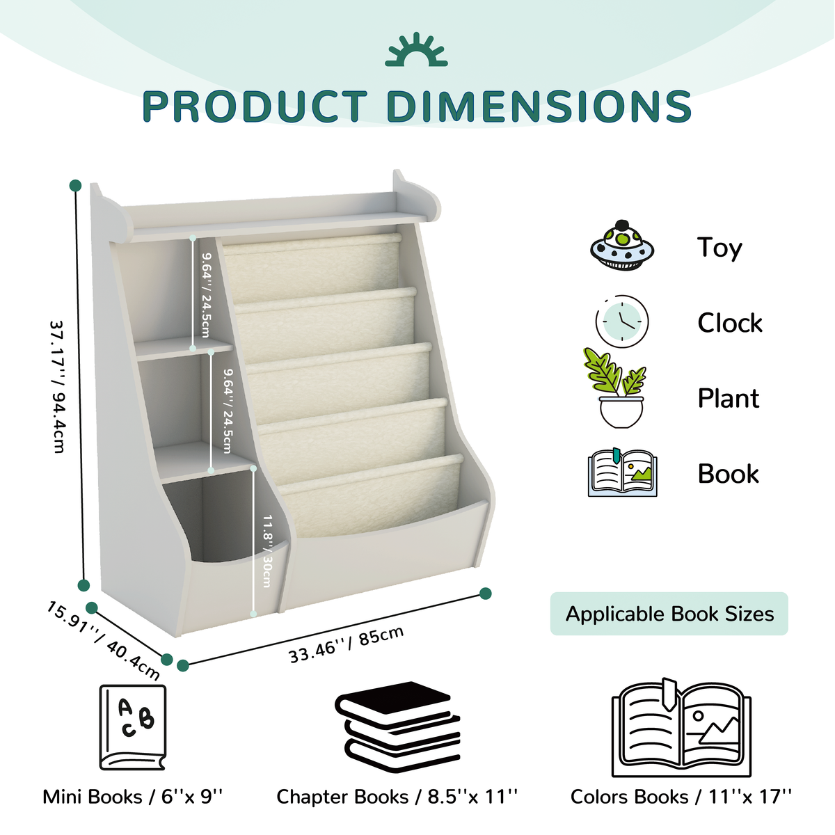 Montessori 4-Tier Kids Bookshelf & Toy Storage Organizer with Deer-Head Silhouette