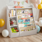 Montessori 4-Tier Kids Bookshelf & Toy Storage Organizer with Deer-Head Silhouette