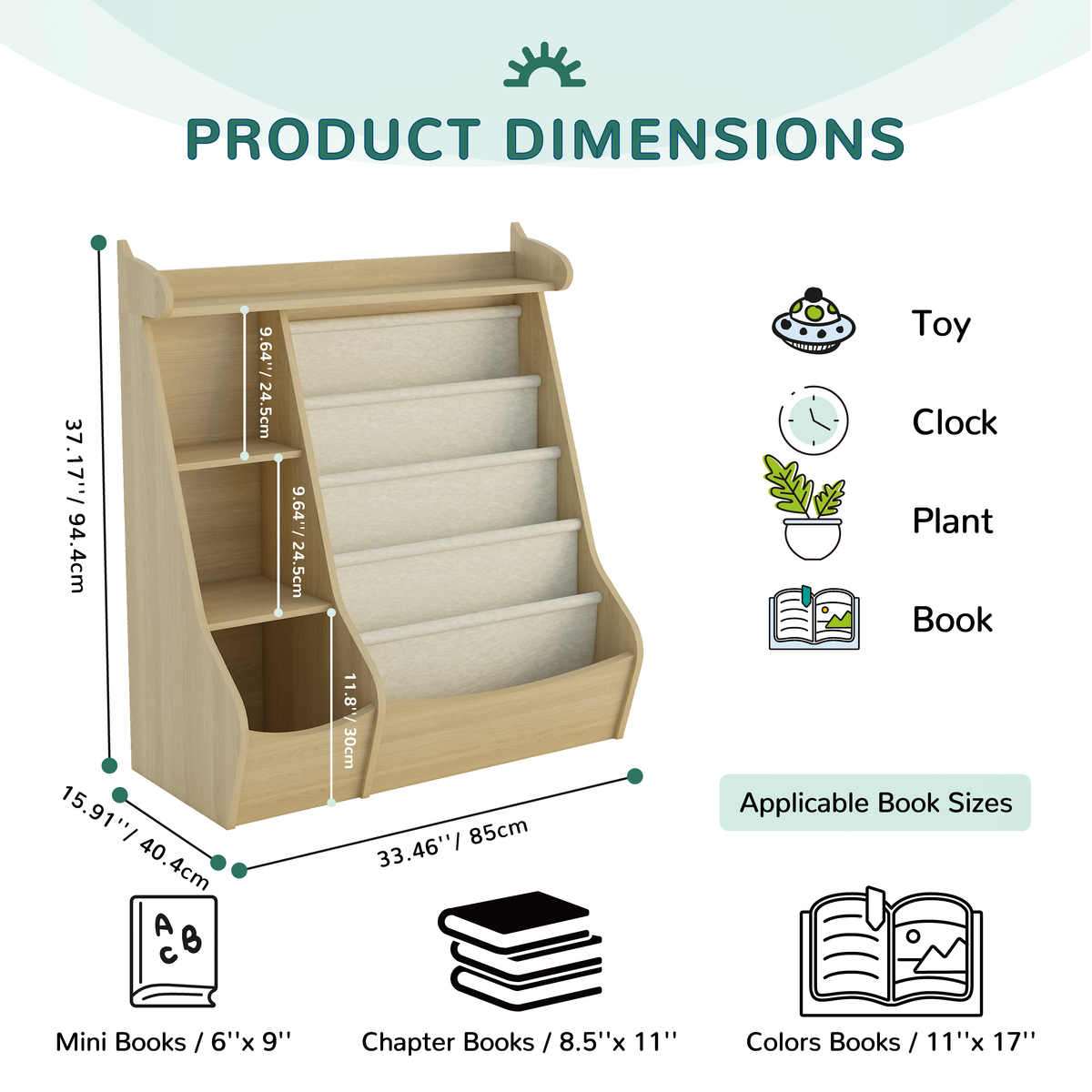 Montessori 4-Tier Kids Bookshelf & Toy Storage Organizer with Deer-Head Silhouette