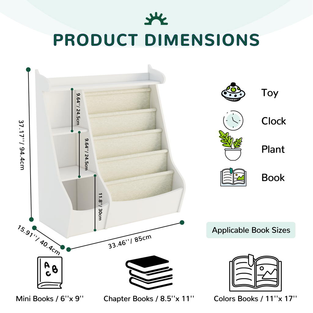 Montessori 4-Tier Kids Bookshelf & Toy Storage Organizer with Deer-Head Silhouette