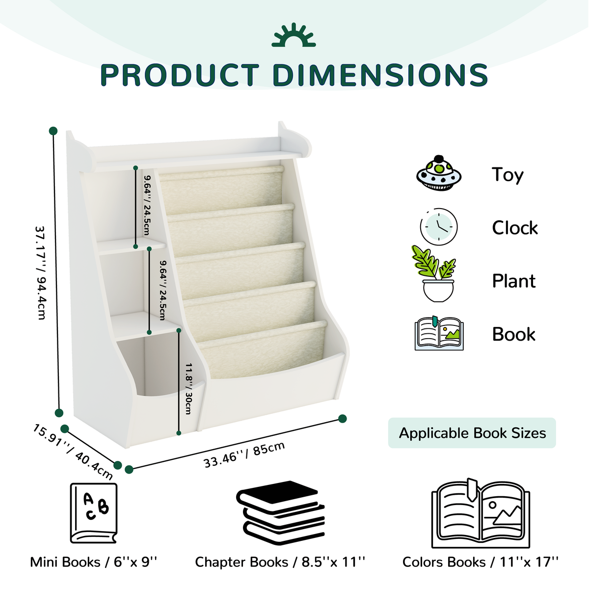 Montessori 4-Tier Kids Bookshelf & Toy Storage Organizer with Deer-Head Silhouette