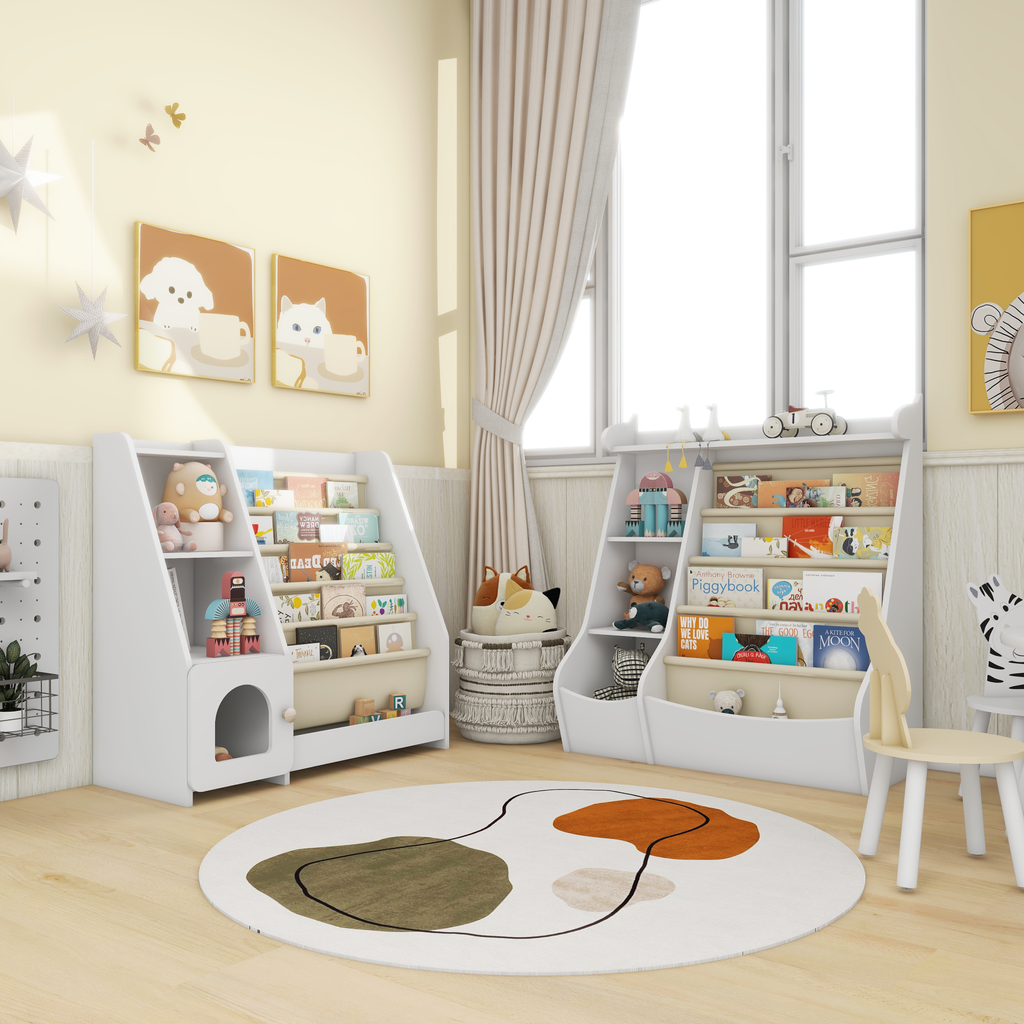 4 Tier Children's Bookshelf with Doors