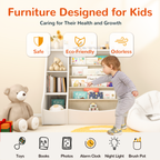 Montessori 4-Tier Kids Bookshelf & Toy Storage Organizer with Deer-Head Silhouette