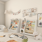 Montessori 4-Tier Kids Bookshelf & Toy Storage Organizer with Deer-Head Silhouette