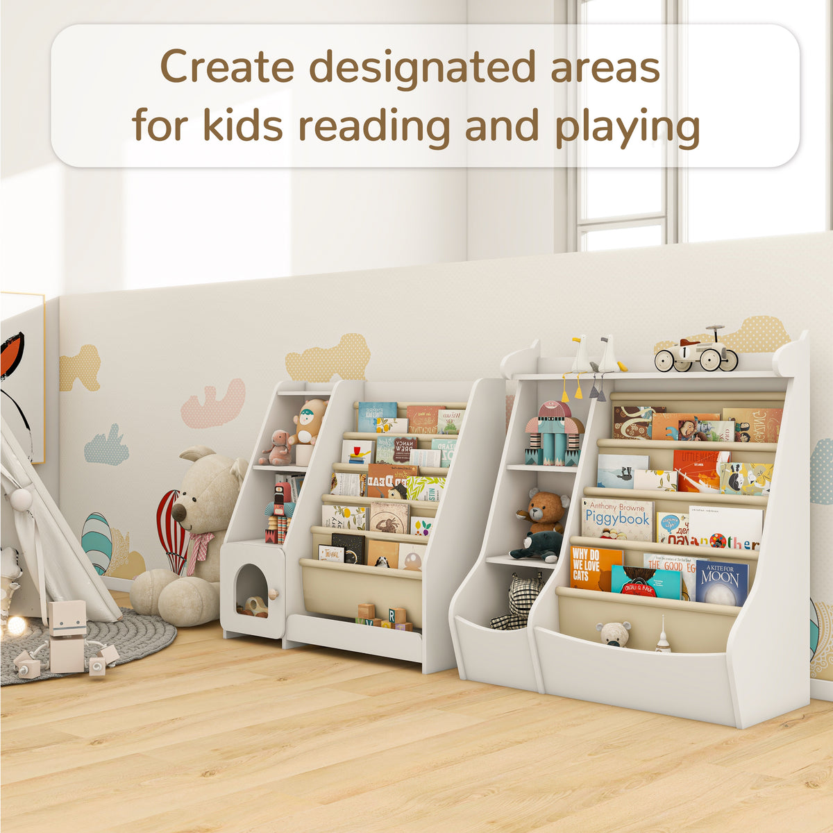 4 Tier Children's Bookshelf with Doors