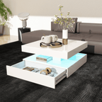 Square LED Coffee Table with Hidden Storage — One-Drawer Model