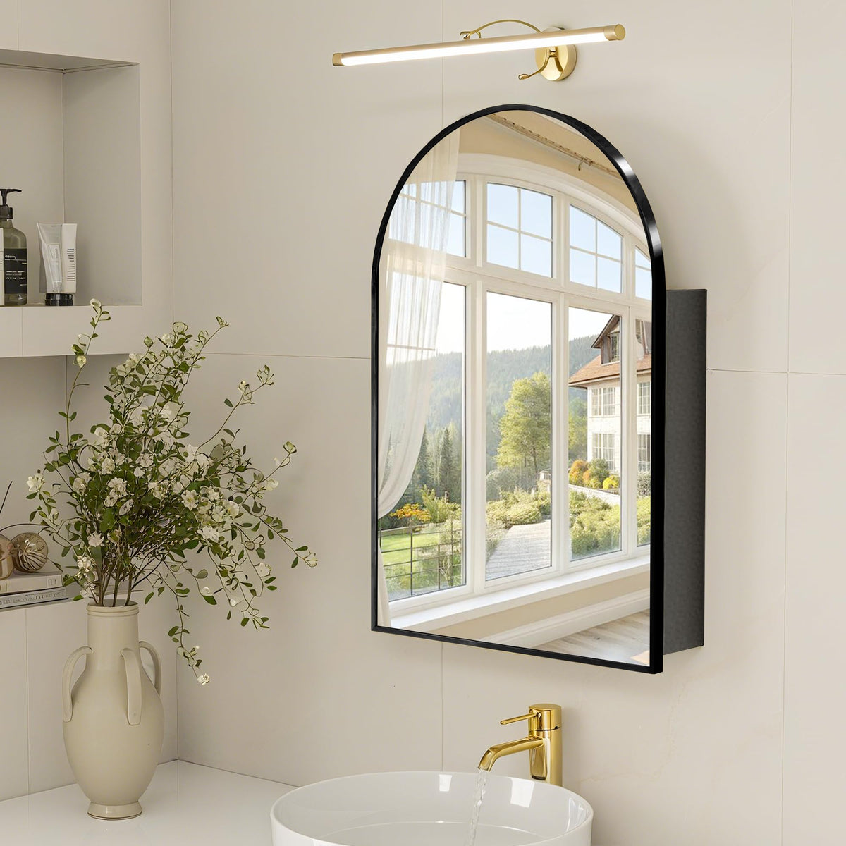 Arched Mirror Cabinet | 30" ×20" with Large Storage