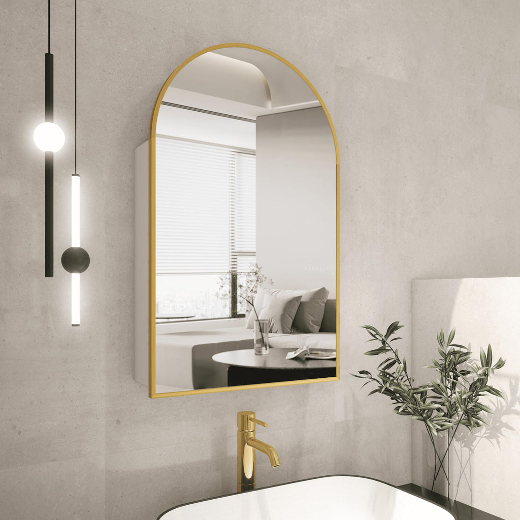 Arched  Mirror Cabinet | 31.5" ×19.6" with Large Storage