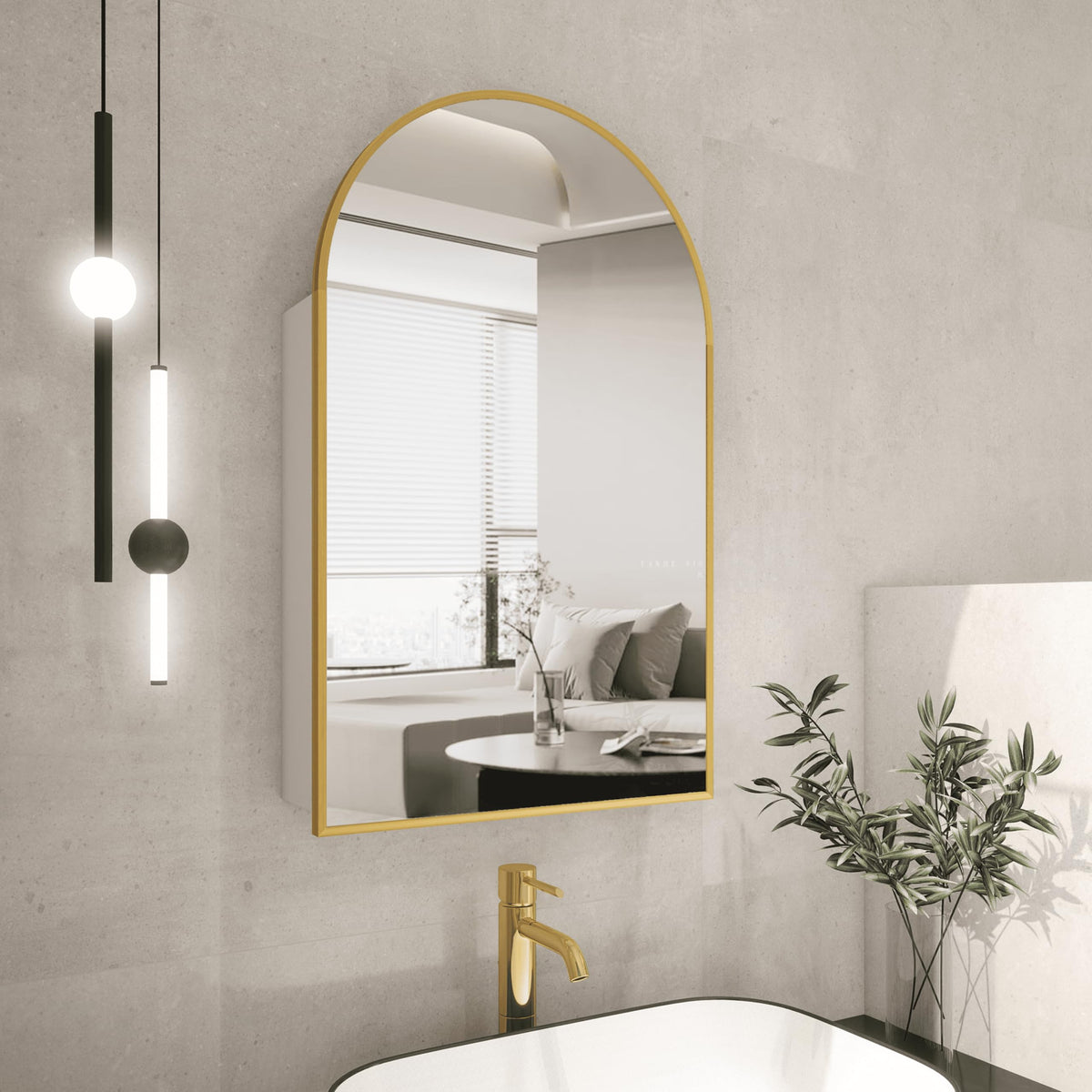 Arched  Mirror Cabinet | 31.5" ×19.6" with Large Storage