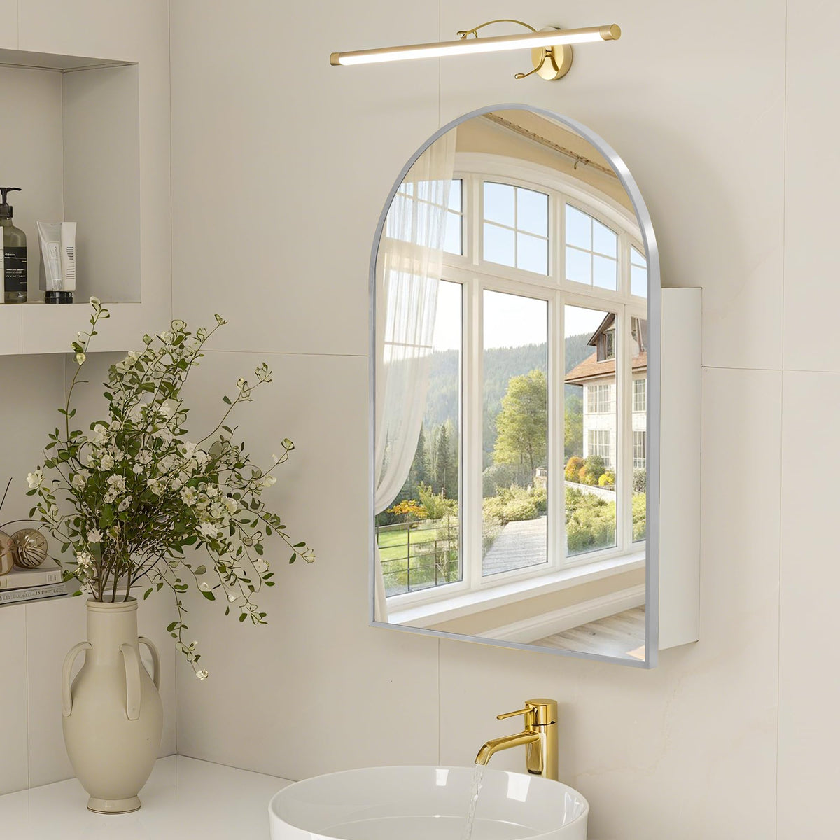 Arched Mirror Cabinet | 30" ×20" with Large Storage