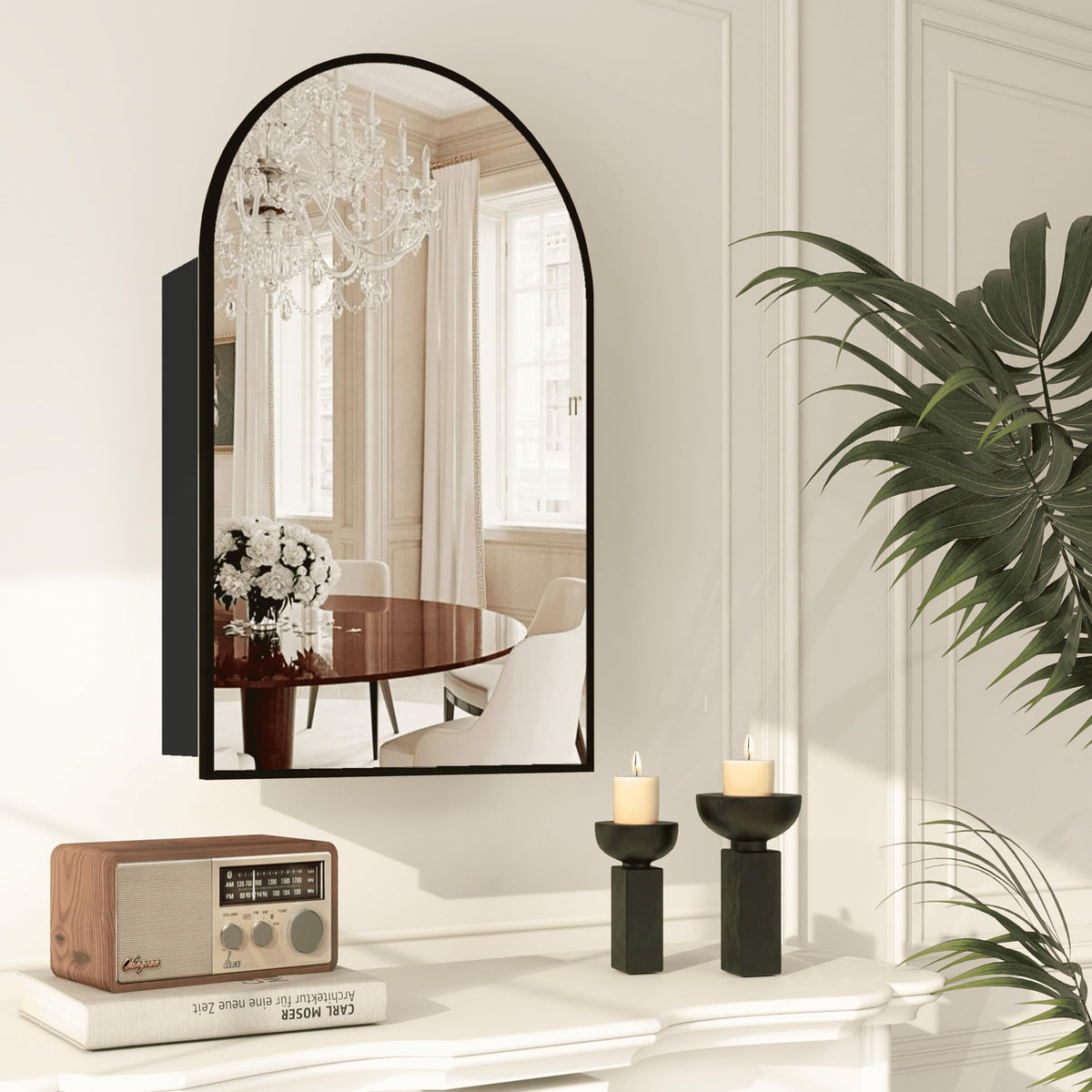 Arched  Mirror Cabinet | 31.5" ×19.6" with Large Storage