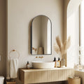 Arched Wall-Mounted Bathroom Mirror Cabinet with Storage & Outlet
