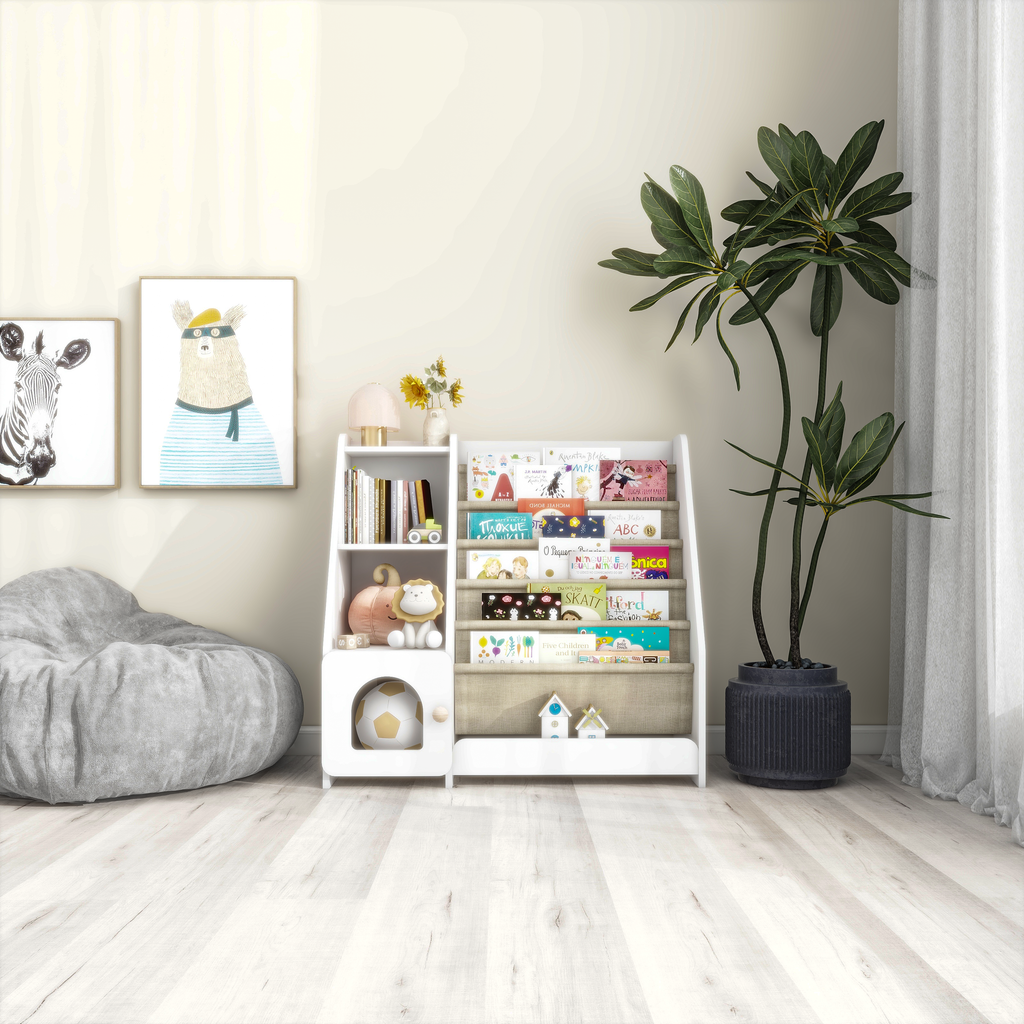 4 Tier Children's Bookshelf with Doors
