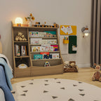 Montessori 4-Tier Kids Bookshelf & Toy Storage Organizer with Deer-Head Silhouette