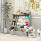 Montessori 4-Tier Kids Bookshelf & Toy Storage Organizer with Deer-Head Silhouette