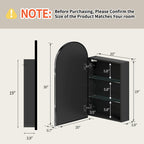 Arched Mirror Cabinet | 30" ×20" with Large Storage