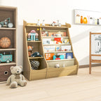 Montessori 4-Tier Kids Bookshelf & Toy Storage Organizer with Deer-Head Silhouette