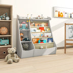 Montessori 4-Tier Kids Bookshelf & Toy Storage Organizer with Deer-Head Silhouette