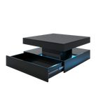 Square LED Coffee Table with Hidden Storage — One-Drawer Model