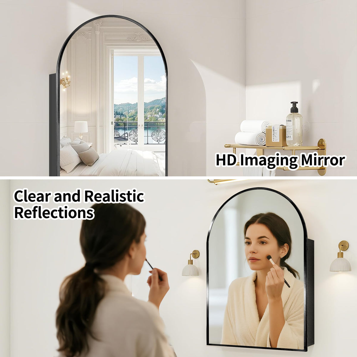 Arched Mirror Cabinet | 30" ×20" with Large Storage