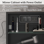 Arched Wall-Mounted Bathroom Mirror Cabinet with Storage & Outlet