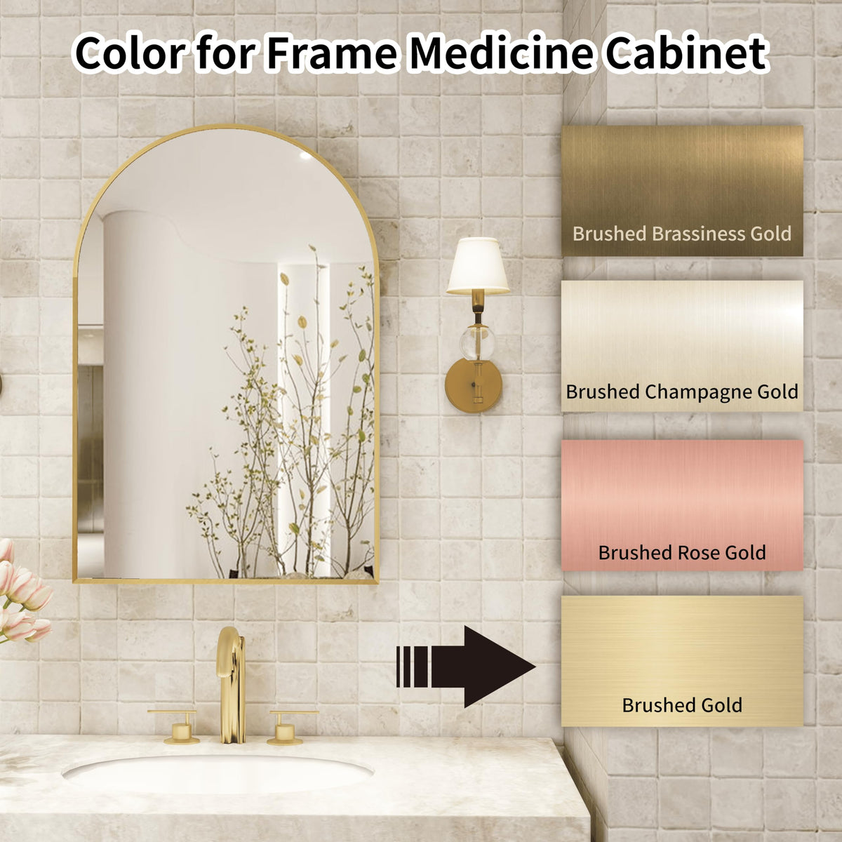 Arched Mirror Cabinet | 36" ×24" with Large Storage