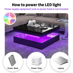 Square LED Coffee Table with Hidden Storage — One-Drawer Model