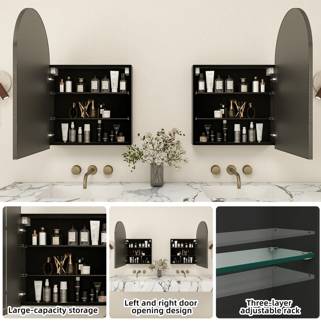 Arched Mirror Cabinet | 30" ×20" with Large Storage