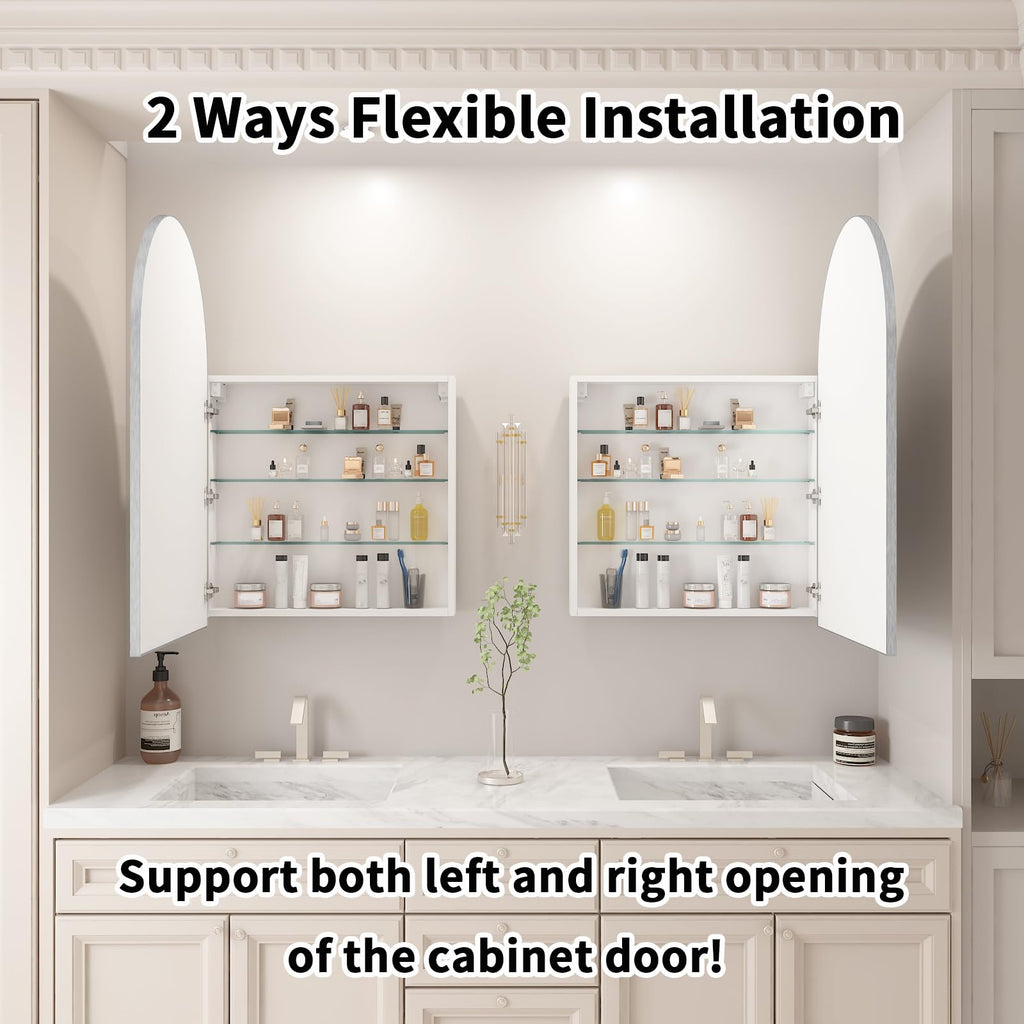 Arched Mirror Cabinet | 36" ×24" with Large Storage