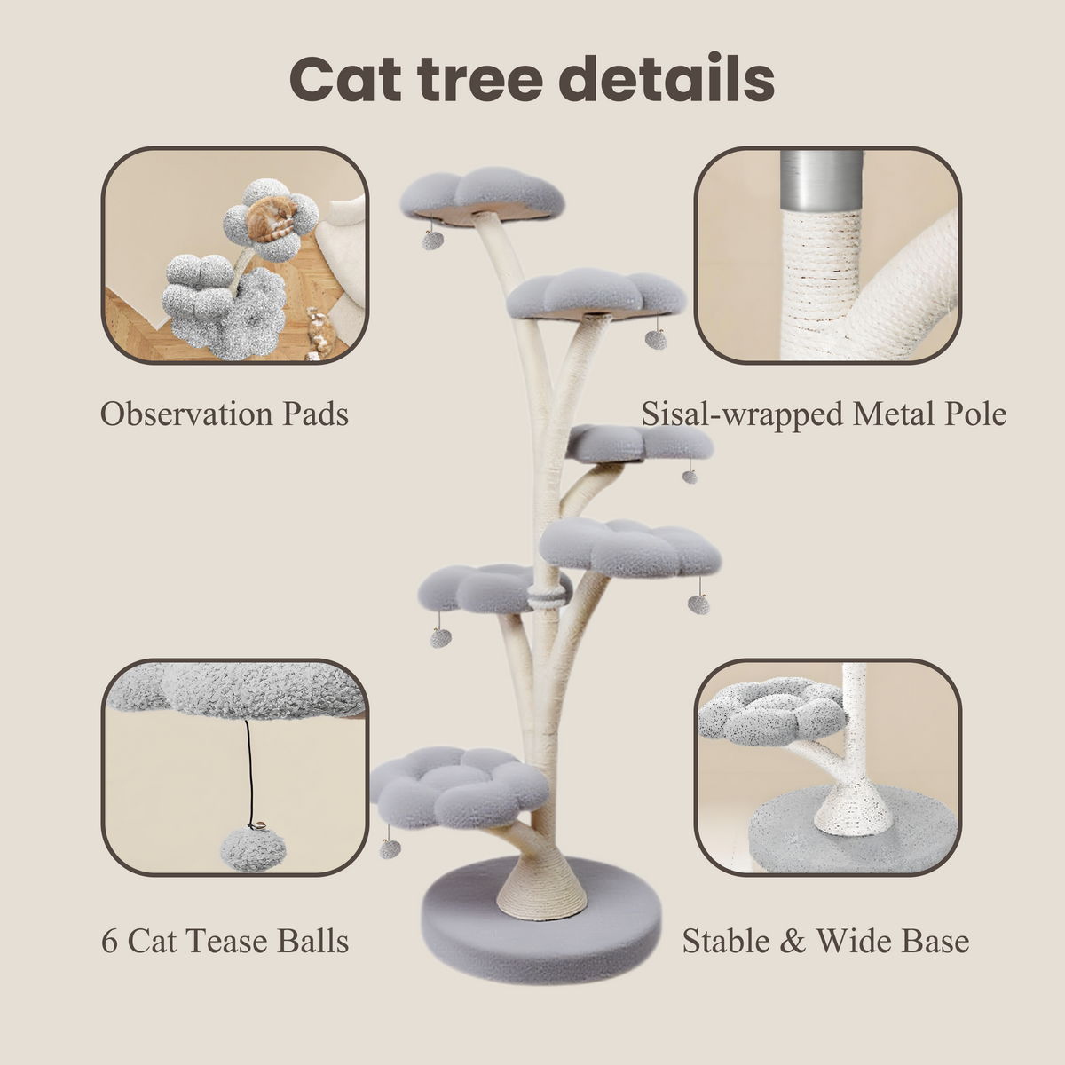 6-Tier Luxury Flower-Shaped Cat Tree