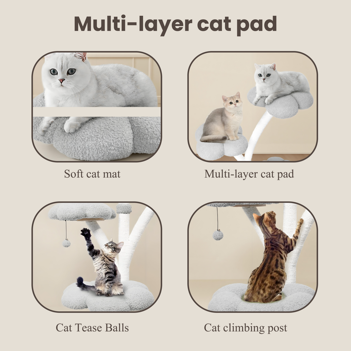 3-Tier Flower-Shaped Cat Tree