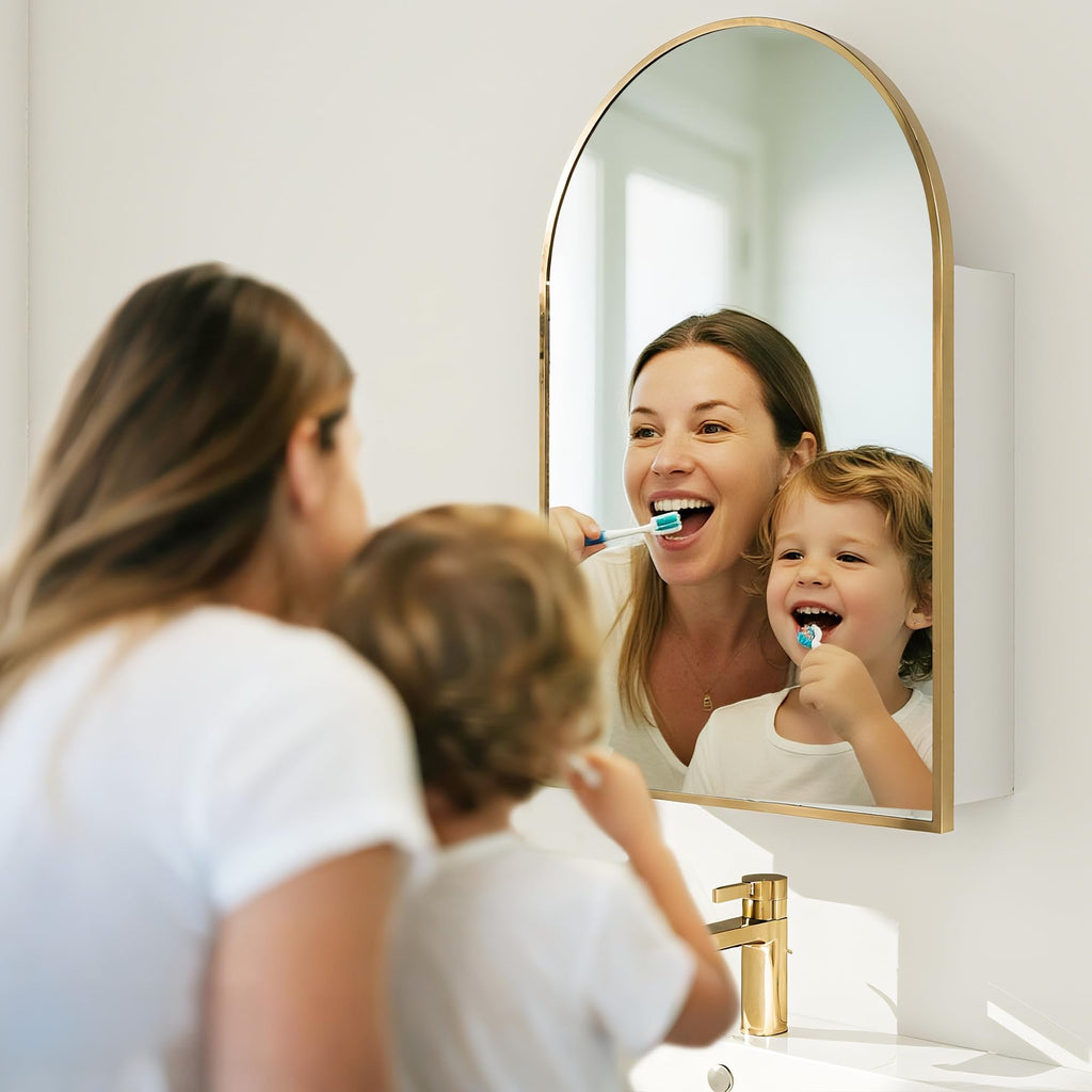 Arched Mirror Cabinet | 30" ×20" with Large Storage