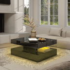 Square LED Coffee Table with Hidden Storage — One-Drawer Model