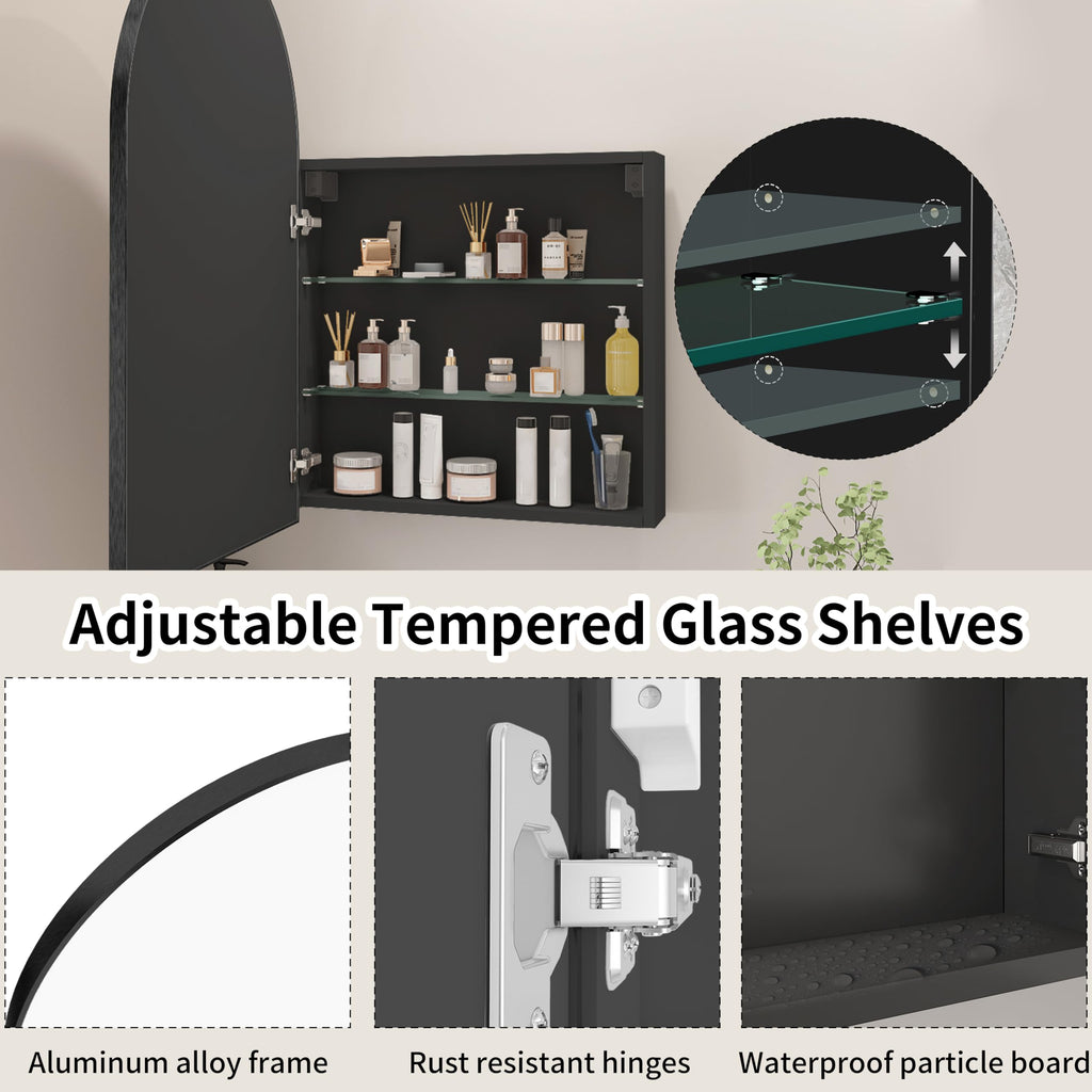 Arched  Mirror Cabinet | 31.5" ×19.6" with Large Storage