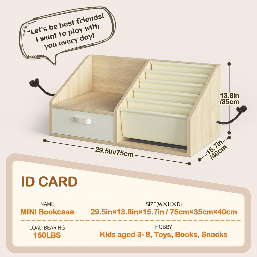 3-in-1 Mini Bookshelf with Drawer