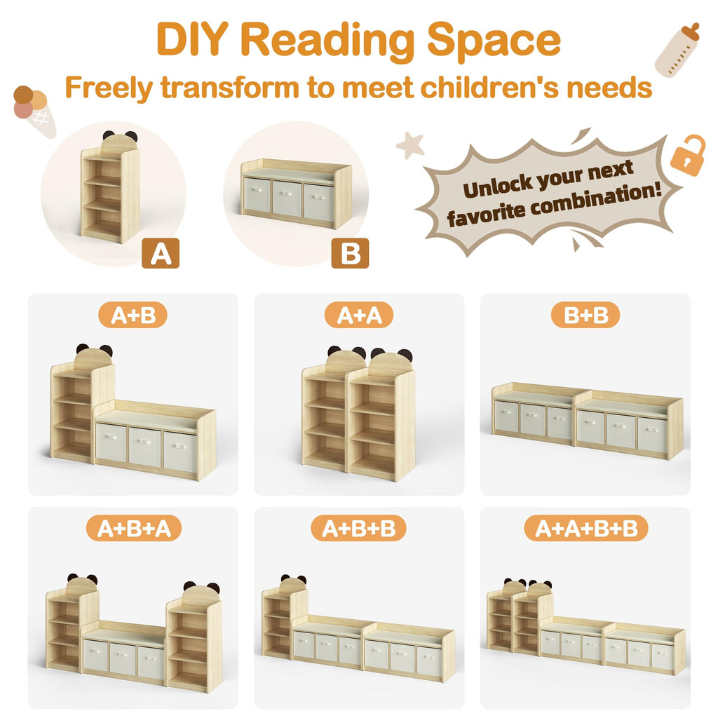 3-Tier Adjustable  Children's Bookcase