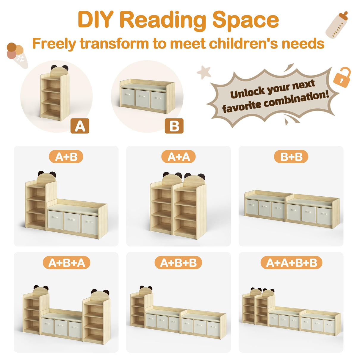 3-Tier Adjustable  Children's Bookcase