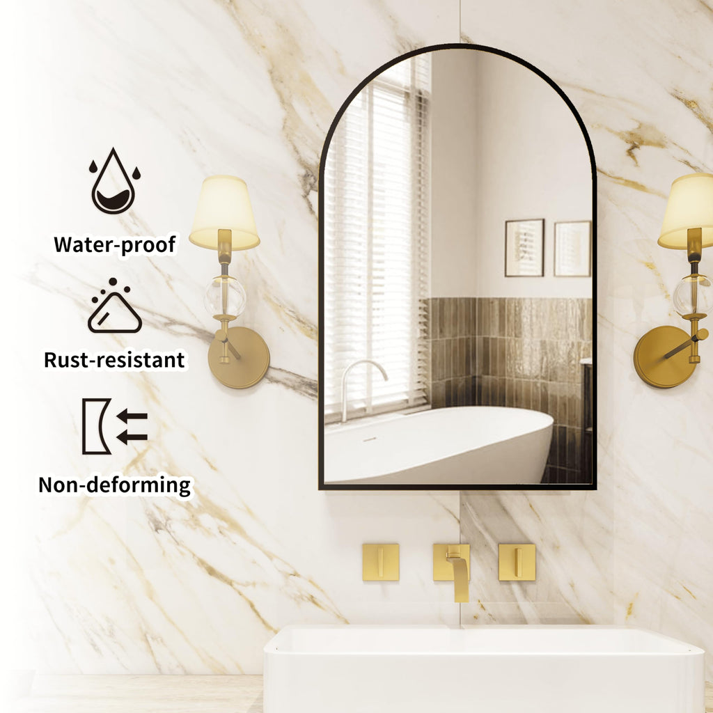 Arched  Mirror Cabinet | 31.5" ×19.6" with Large Storage