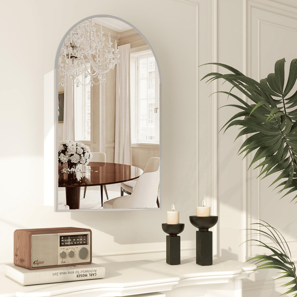 Arched  Mirror Cabinet | 31.5" ×19.6" with Large Storage