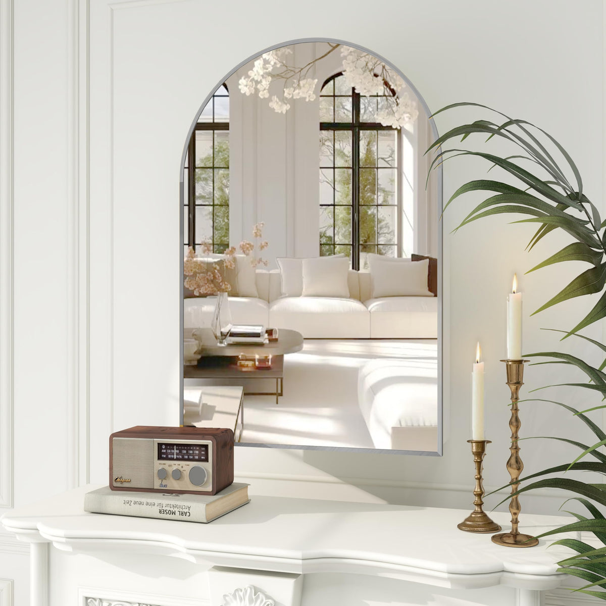 Arched Mirror Cabinet | 36" ×24" with Large Storage