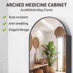 Arched Bathroom Mirror Cabinet | 29.5" × 15.7" with Large Storage