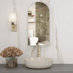 Arched Bathroom Mirror Cabinet | 29.5" × 15.7" with Large Storage