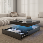 Square LED Coffee Table with Hidden Storage — One-Drawer Model