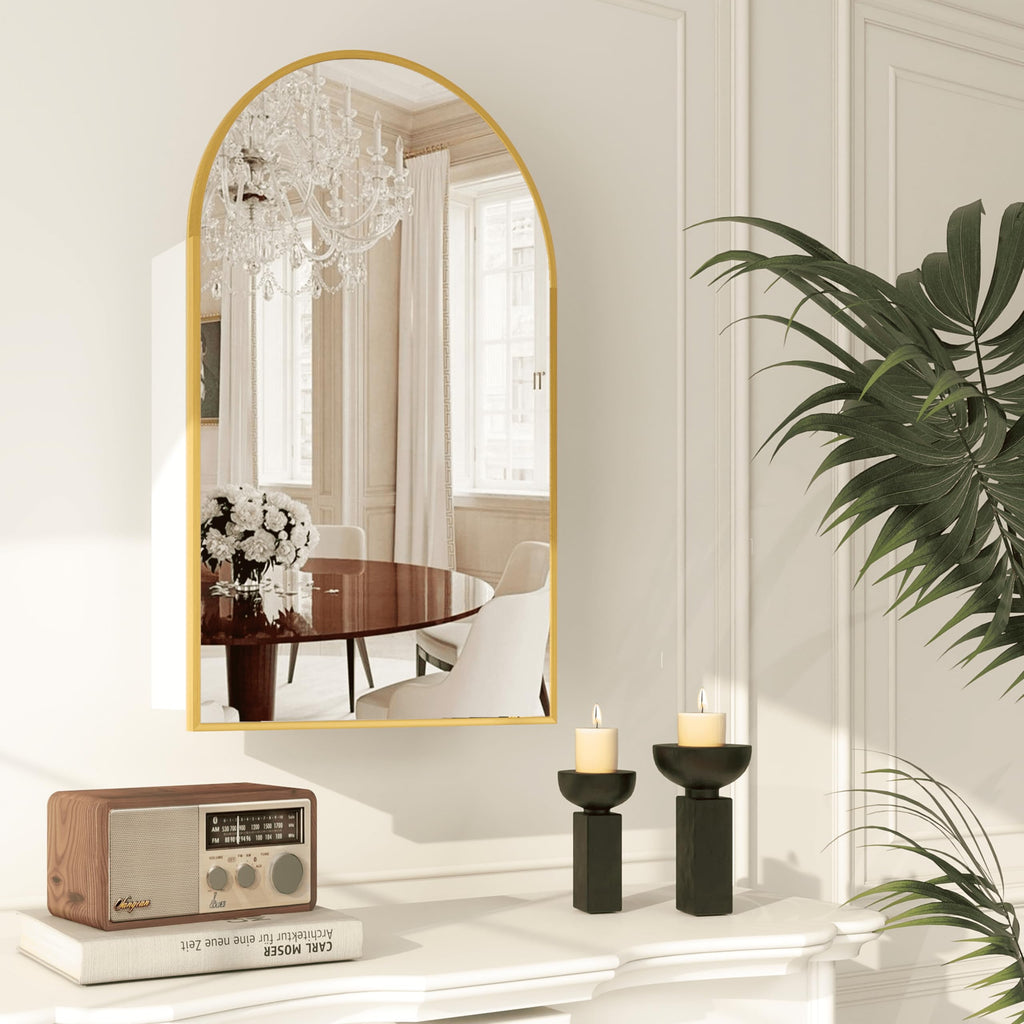 Arched  Mirror Cabinet | 31.5" ×19.6" with Large Storage