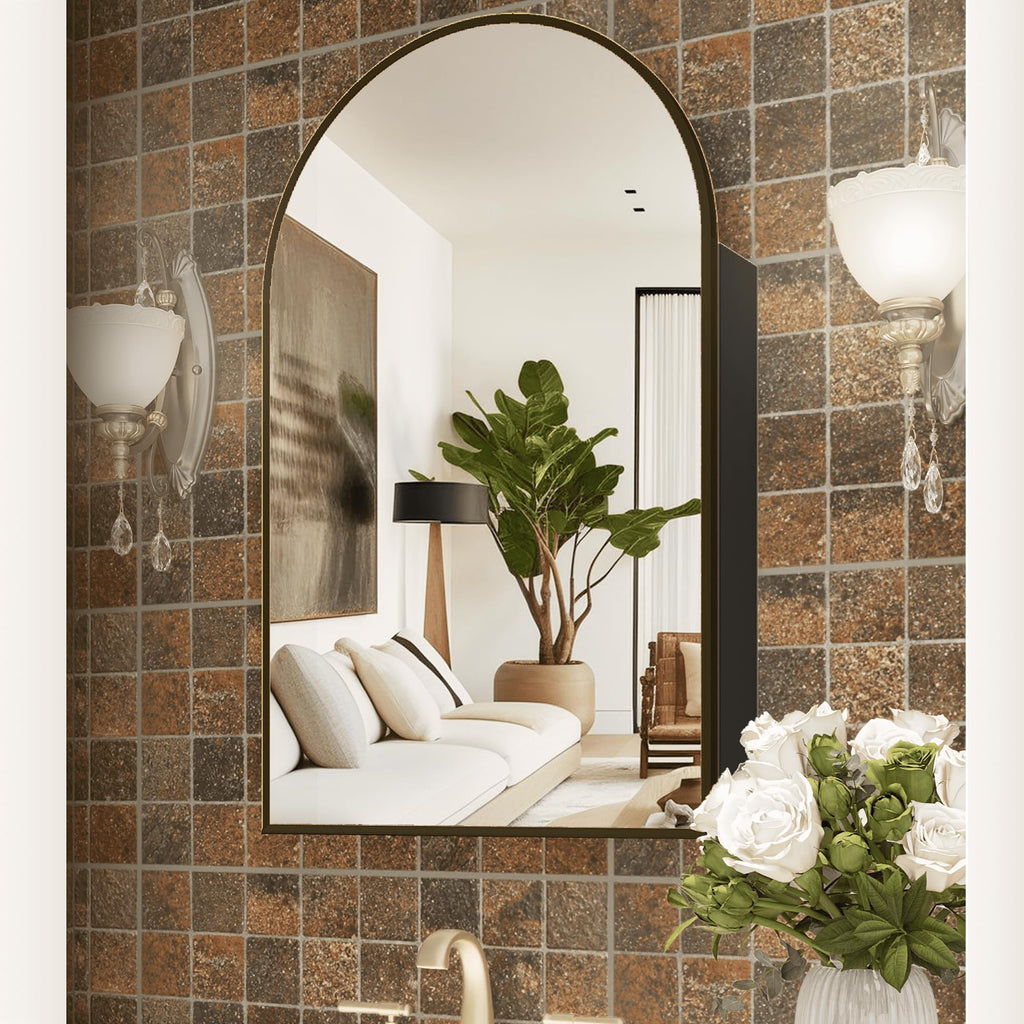 Arched  Mirror Cabinet | 31.5" ×19.6" with Large Storage
