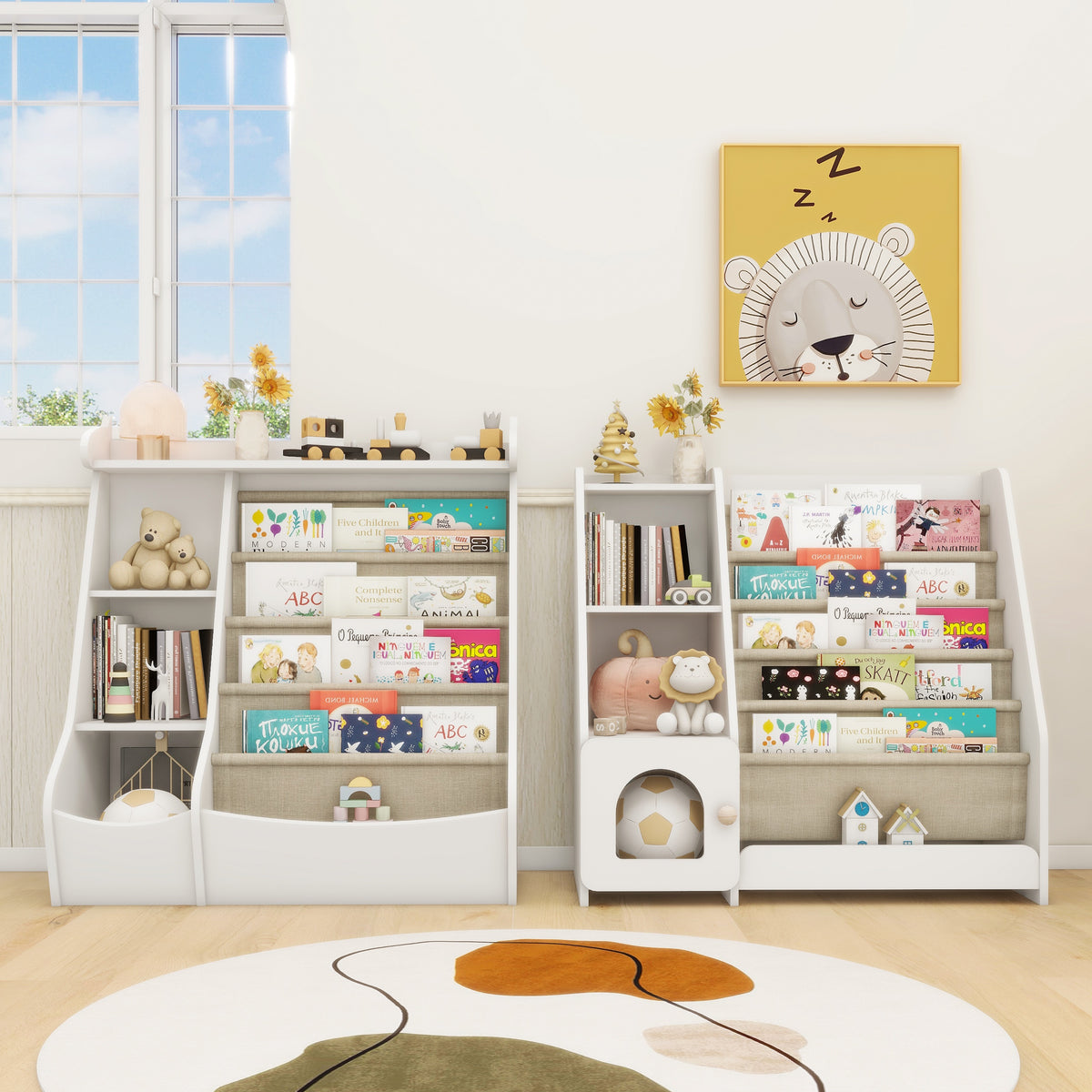 4 Tier Children's Bookshelf with Doors