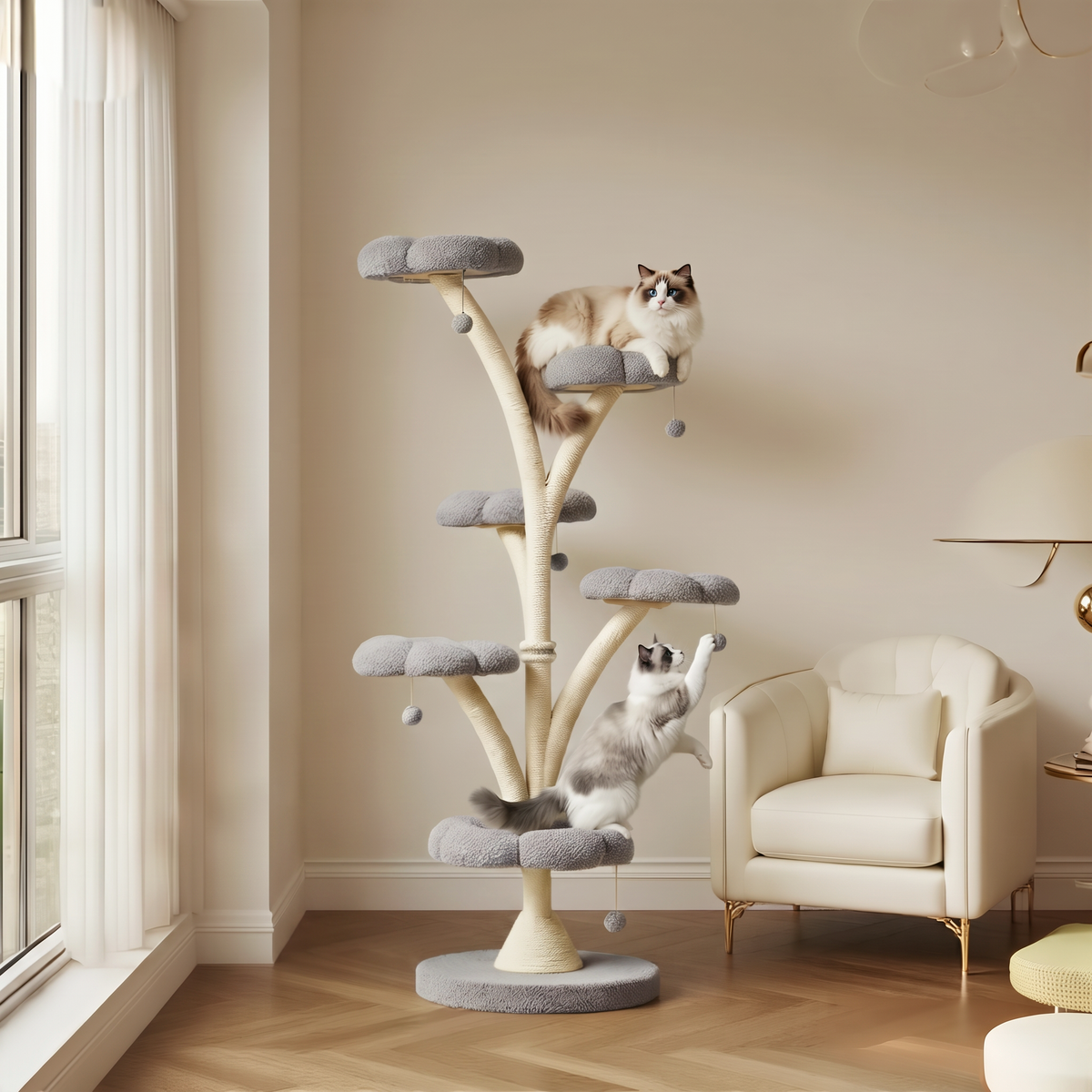 6-Tier Luxury Flower-Shaped Cat Tree